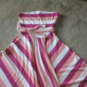 Strapless stripped dress L